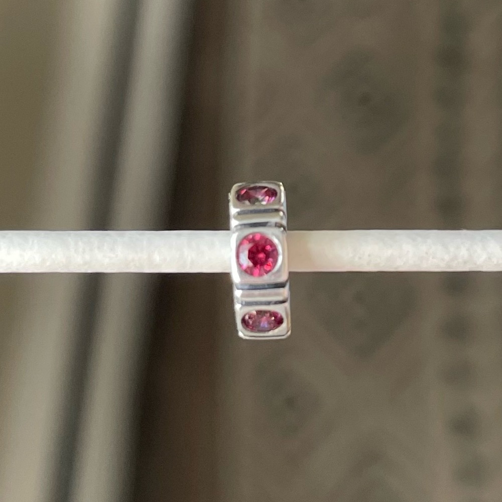 Pandora Silver Bracelet Charm with Pink Accents